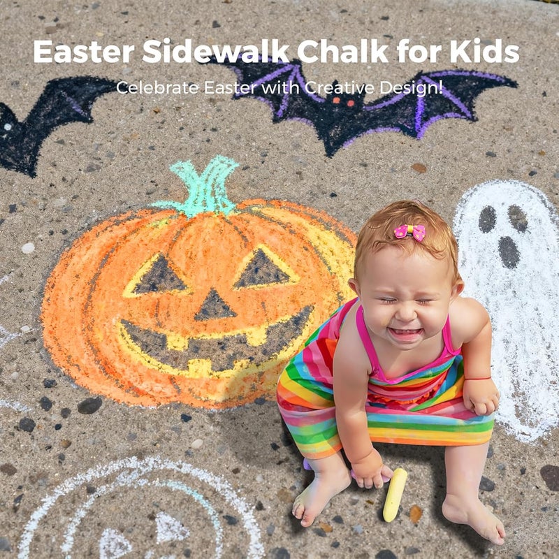 JARMELO 38 PCS Sidewalk Chalk for Kids- Colored Sidewalk Chalk with Holder,Jumbo Washable & Non-Toxic Chalks-Outdoor Play and Chalkboard Art for Kids and Toddlers Gifts - Image 3